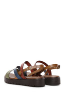 Women's Multicolored Thick-Soled Leather Bodrum Sandals | Derimod Women's Multicolored Thick-Soled Leather Bodrum Sandals | Derimod
