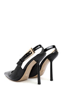 Woman Black Patent Leather Open Back High Thin Heel Leather Shoe | Derimod Woman Black Patent Leather Open Back High Thin Heel Leather Shoe | Derimod