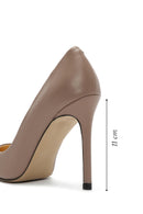 Women's Beige Thin Heeled Leather Stiletto | Derimod Women's Beige Thin Heeled Leather Stiletto | Derimod