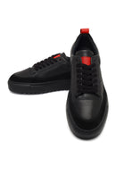 Erkek Siyah Bağcıklı Kalın Tabanlı Deri Sneaker | Derimod Erkek Siyah Bağcıklı Kalın Tabanlı Deri Sneaker | Derimod