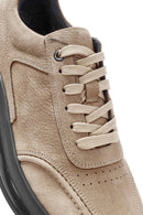 Erkek Vizon Bağcıklı Nubuk Deri Sneaker | Derimod Erkek Vizon Bağcıklı Nubuk Deri Sneaker | Derimod