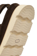 Women's Brown Double Strap Suede Leather Sandals | Derimod Women's Brown Double Strap Suede Leather Sandals | Derimod
