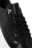 Kadın Siyah Bağcıklı Kalın Tabanlı Deri Sneaker | Derimod Kadın Siyah Bağcıklı Kalın Tabanlı Deri Sneaker | Derimod