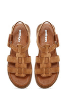 Women's Tan Suede Leather Ankle Buckle Sandals | Derimod Women's Tan Suede Leather Ankle Buckle Sandals | Derimod