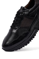 Erkek Siyah Bağcıklı Kalın Tabanlı Deri Casual Sneaker | Derimod Erkek Siyah Bağcıklı Kalın Tabanlı Deri Casual Sneaker | Derimod