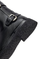 Woman Black Zippered Leather Boat | Derimod Woman Black Zippered Leather Boat | Derimod