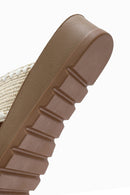 Women's Beige Thick Soled Straw Slippers | Derimod Women's Beige Thick Soled Straw Slippers | Derimod