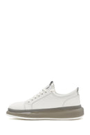 Men's White Thick Sole Lace Up Leather Sneaker | Derimod Men's White Thick Sole Lace Up Leather Sneaker | Derimod