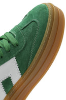 Kadın Yeşil Bağcıklı Süet Deri Sneaker | Derimod Kadın Yeşil Bağcıklı Süet Deri Sneaker | Derimod