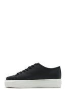 Erkek Siyah Bağcıklı Kalın Tabanlı Deri Sneaker | Derimod Erkek Siyah Bağcıklı Kalın Tabanlı Deri Sneaker | Derimod