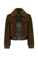 Levi Woman Brown Short Teddy Jacket | Derimod Levi Woman Brown Short Teddy Jacket | Derimod