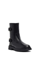 Woman Black Zippered Leather Boat | Derimod Woman Black Zippered Leather Boat | Derimod