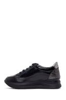 Kadın Siyah Bağcıklı Kalın Tabanlı Deri Sneaker | Derimod Kadın Siyah Bağcıklı Kalın Tabanlı Deri Sneaker | Derimod