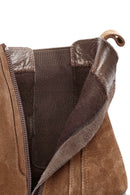 Women's Tan Thick Heeled Suede Leather Chelsea Boots | Derimod Women's Tan Thick Heeled Suede Leather Chelsea Boots | Derimod