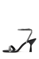Women's Black Ankle Buckle Stoned Thin Heel Sandals | Derimod Women's Black Ankle Buckle Stoned Thin Heel Sandals | Derimod
