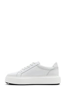 Erkek Beyaz Bağcıklı Kalın Tabanlı Deri Sneaker | Derimod Erkek Beyaz Bağcıklı Kalın Tabanlı Deri Sneaker | Derimod
