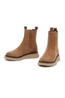 Women's Camel Thick-Soled Suede Leather Chelsea Boot | Derimod Women's Camel Thick-Soled Suede Leather Chelsea Boot | Derimod