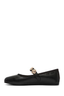 Women's Black Buckle Leather Ballerinas | Derimod Women's Black Buckle Leather Ballerinas | Derimod