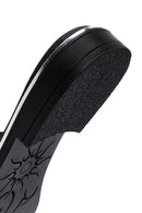 Women's Silver Metallic Leather Slippers | Derimod Women's Silver Metallic Leather Slippers | Derimod