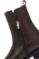 Women's Brown Zippered Leather Casual Boots | Derimod Women's Brown Zippered Leather Casual Boots | Derimod