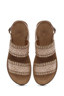 Women's Beige Ankle Buckle Thick Soled Straw Sandals | Derimod Women's Beige Ankle Buckle Thick Soled Straw Sandals | Derimod