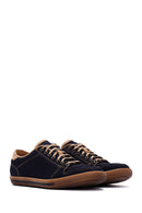 Men's Navy Blue Nubuck Leather Sneaker | Derimod Men's Navy Blue Nubuck Leather Sneaker | Derimod