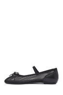 Women's Black Fabric Fishnet Ballerinas | Derimod Women's Black Fabric Fishnet Ballerinas | Derimod