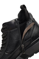 Men's Black Zippered Thick Sole Leather Sports Boot | Derimod Men's Black Zippered Thick Sole Leather Sports Boot | Derimod