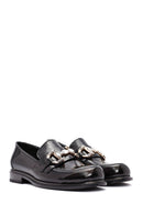 Women's Black Stone Detailed Leather Masculine Loafer | Derimod Women's Black Stone Detailed Leather Masculine Loafer | Derimod