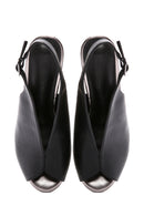 Women's Black Back Strap Stoned Thick Heel Sandals | Derimod Women's Black Back Strap Stoned Thick Heel Sandals | Derimod