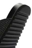 Women's Black Straw Stone Slippers | Derimod Women's Black Straw Stone Slippers | Derimod
