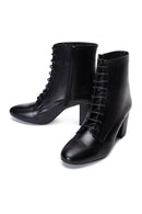 Women's Black Leather Heeled Classic Boots | Derimod Women's Black Leather Heeled Classic Boots | Derimod