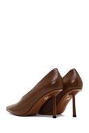 Women's Brown Thin Heeled Leather Stiletto | Derimod Women's Brown Thin Heeled Leather Stiletto | Derimod