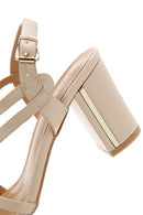 Women's Beige Ankle Strap Chunky Heel Sandals | Derimod Women's Beige Ankle Strap Chunky Heel Sandals | Derimod