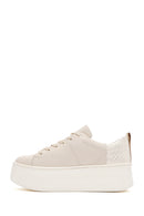 Women's Beige Thick Sole Lace Up Leather Sneaker | Derimod Women's Beige Thick Sole Lace Up Leather Sneaker | Derimod