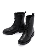 Women's Black Zippered Leather Boots | Derimod Women's Black Zippered Leather Boots | Derimod