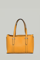 Mustard Women's Shoulder Bag with Staple Detail | Derimod Mustard Women's Shoulder Bag with Staple Detail | Derimod