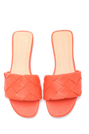 Women's Red Braided Flat Slippers | Derimod Women's Red Braided Flat Slippers | Derimod