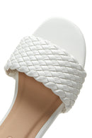 Women's White Braided Flat Slippers | Derimod Women's White Braided Flat Slippers | Derimod