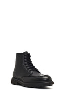 Men's Black Lace-Up Zipper Leather Casual Boot | Derimod Men's Black Lace-Up Zipper Leather Casual Boot | Derimod