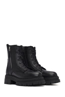 Woman Black Zippered Thick Sole Leather Postal Boots | Derimod Woman Black Zippered Thick Sole Leather Postal Boots | Derimod