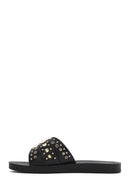 Women's Black Stone Slippers | Derimod Women's Black Stone Slippers | Derimod