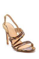 Women's Snakeskin Patterned Heeled Sandals | Derimod Women's Snakeskin Patterned Heeled Sandals | Derimod