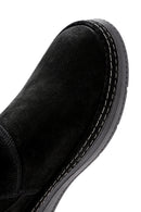 Women's Black Suede Leather Teddy Boots | Derimod Women's Black Suede Leather Teddy Boots | Derimod