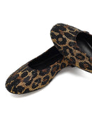 Women's Leopard Patterned Jeweled Leather Ballet Flat | Derimod Women's Leopard Patterned Jeweled Leather Ballet Flat | Derimod
