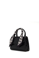 Woman Black Croco Mini Shoulder Bag with Long Strap | Derimod Woman Black Croco Mini Shoulder Bag with Long Strap | Derimod