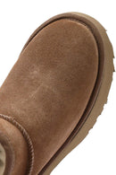 Women's Brown Thick Soled Suede Leather Teddy Boots | Derimod Women's Brown Thick Soled Suede Leather Teddy Boots | Derimod