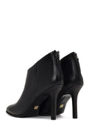 Women's Black Back Zipper High Thin Heel Leather Boot | Derimod Women's Black Back Zipper High Thin Heel Leather Boot | Derimod