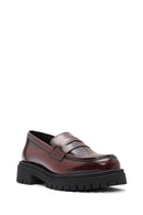 Women's Burgundy Thick-Soled Leather Loafer | Derimod Women's Burgundy Thick-Soled Leather Loafer | Derimod