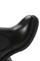 Women's Black Thick Heeled Leather Boots | Derimod Women's Black Thick Heeled Leather Boots | Derimod